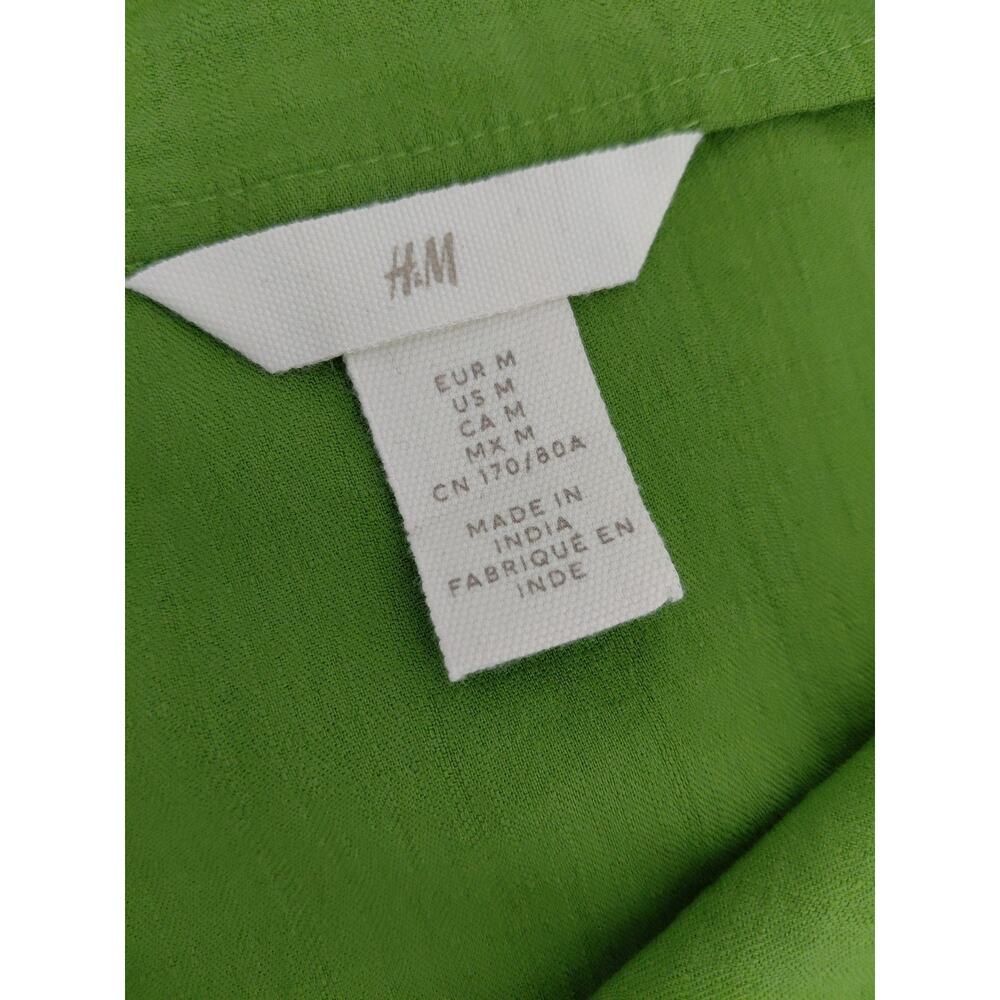 H&M Skirt Maxi Real Wrap Skirt MEDIUM 100% Cotton Lime Green Spring Summer Boho - Picture 12 of 13
